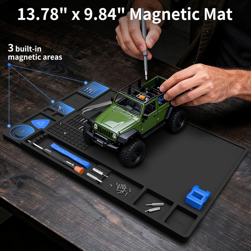 STREBITO Soldering Mat Silicone Work Mat, Heat Resistant 932°F, Magnetic Mat for Screws and Tools, Solder Mat Electronics Mat for Watch, Phone, Tablet, Eyeglass, Knife, Size 13.8" x 9.9" (Black) - Image 4